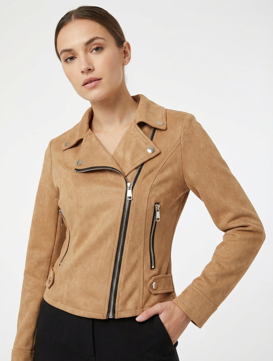 Veste en suédine - Camel - 4