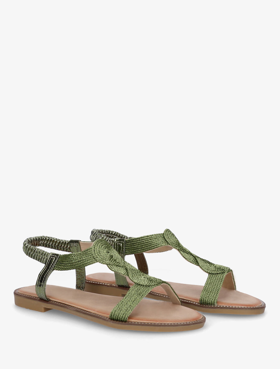 Nu-pieds tressés à cheville élastiqueée - Vert olive - 4