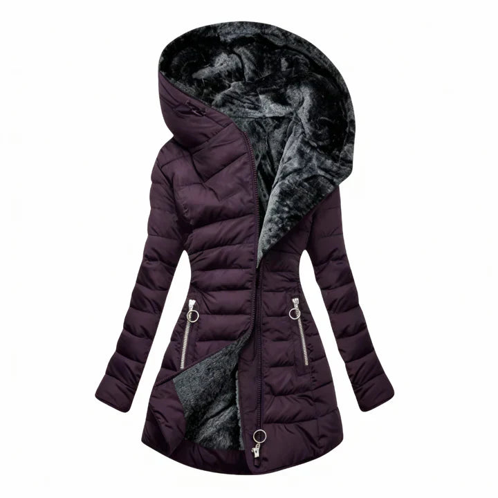 Manteau matelassé imperméable en cachemire à capuche
