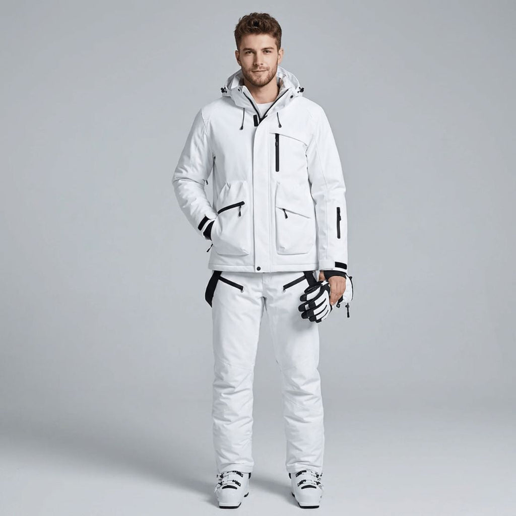 Detail du tissu impermeable de l ensemble de ski homme