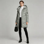 Parka épaisse à capuche femme, doublure polaire, coloris noir