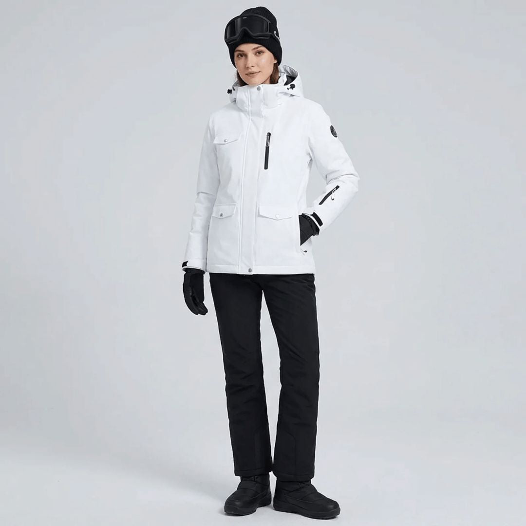 Détail de la doublure polaire du manteau de neige femme