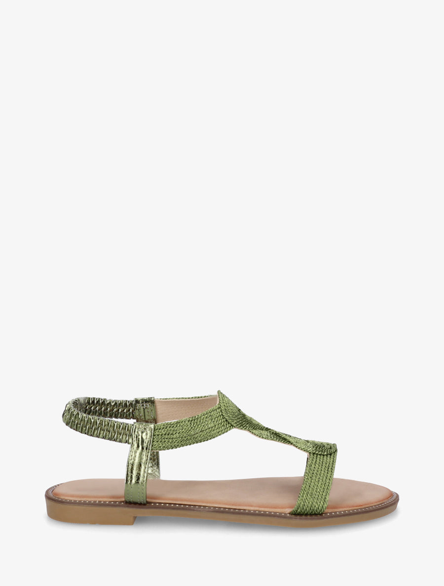 Nu-pieds tressés à cheville élastiquée - Vert olive