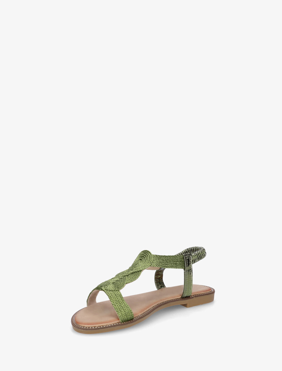 Nu-pieds tressés à cheville élastiqueée - Vert olive - 3