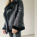 Veste en cuir synthétique femme, coloris beige